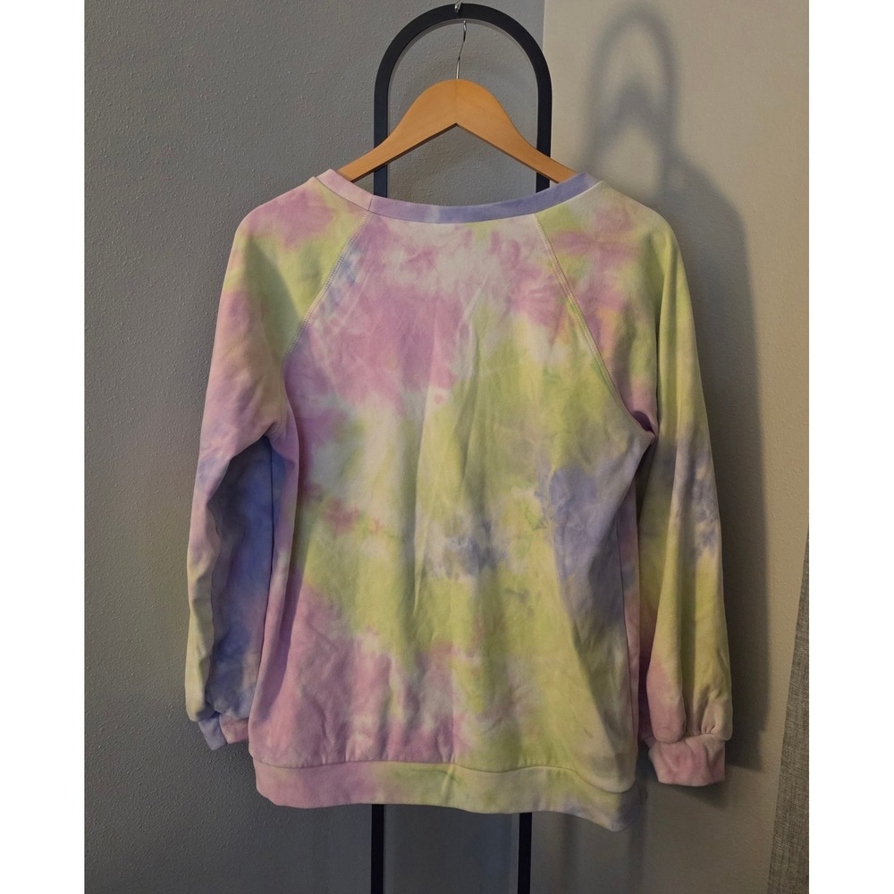 CY Fashion Pastel Tie Dye Sweatshirt Womens Crew Neck Raglan Sleeve Pullover - Picture 2 of 2